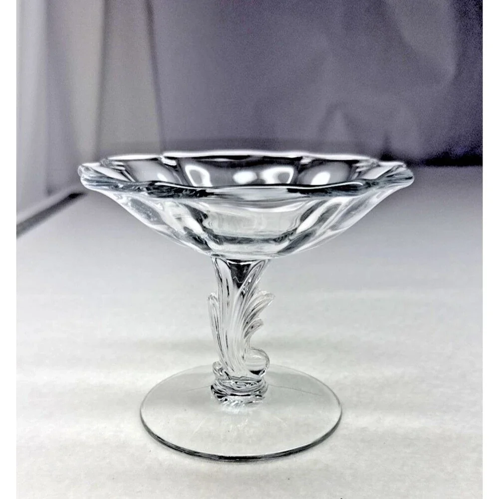 Fostoria Baroque Clear Glass Footed Compote Candy Dish 1937-1965 Vintage